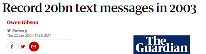 Record number of text messages in the UK in 2003