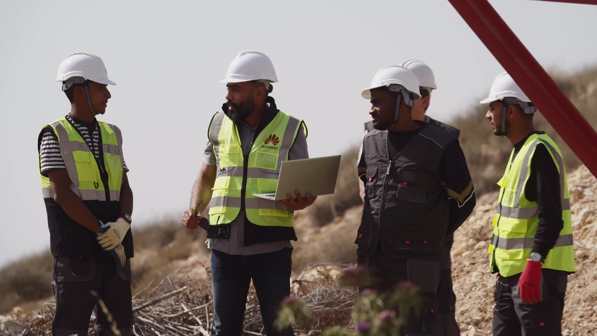 Team meeting daytime field libya